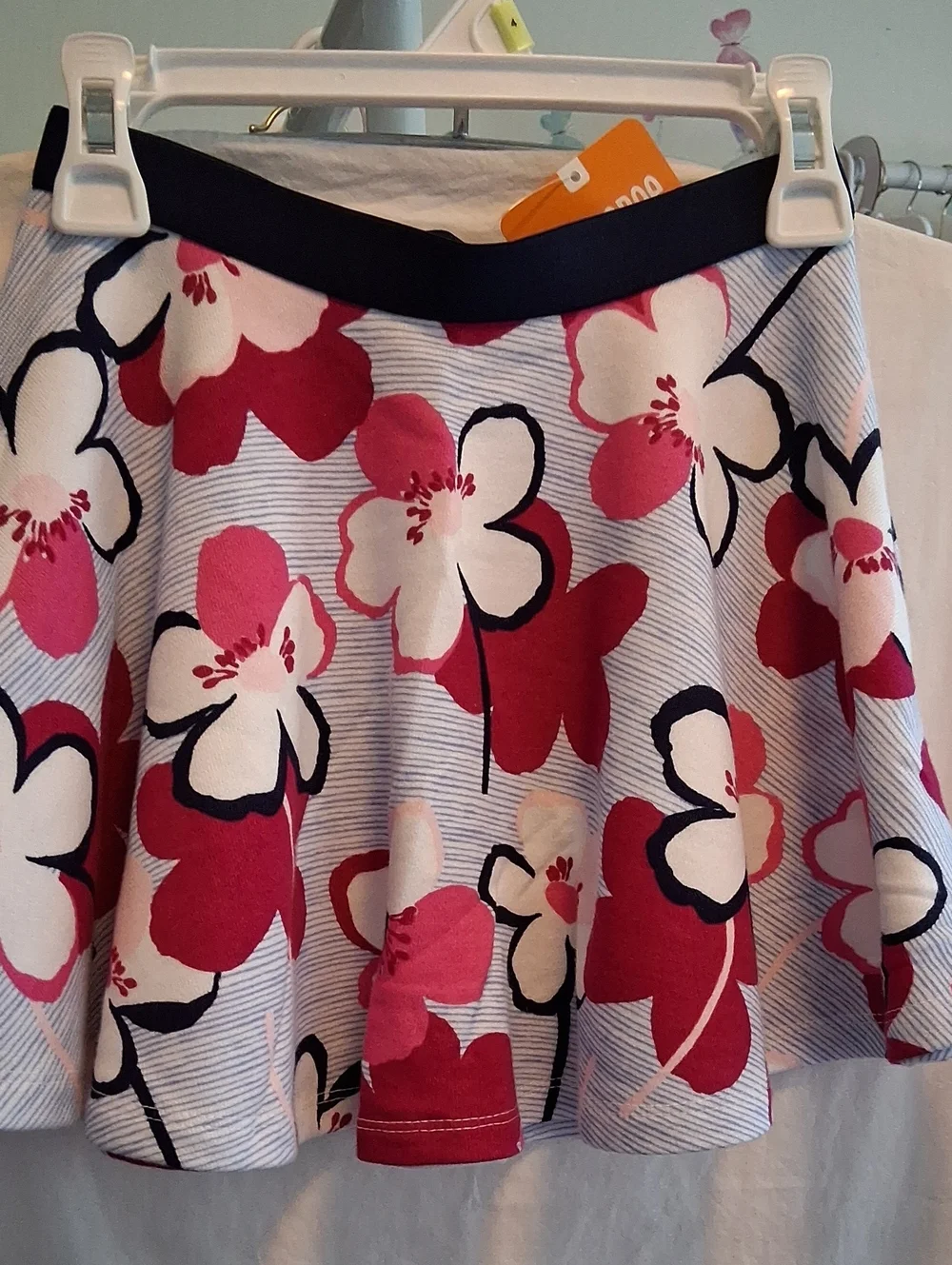 Gymboree Pink, White & Black Floral Skater Skirt